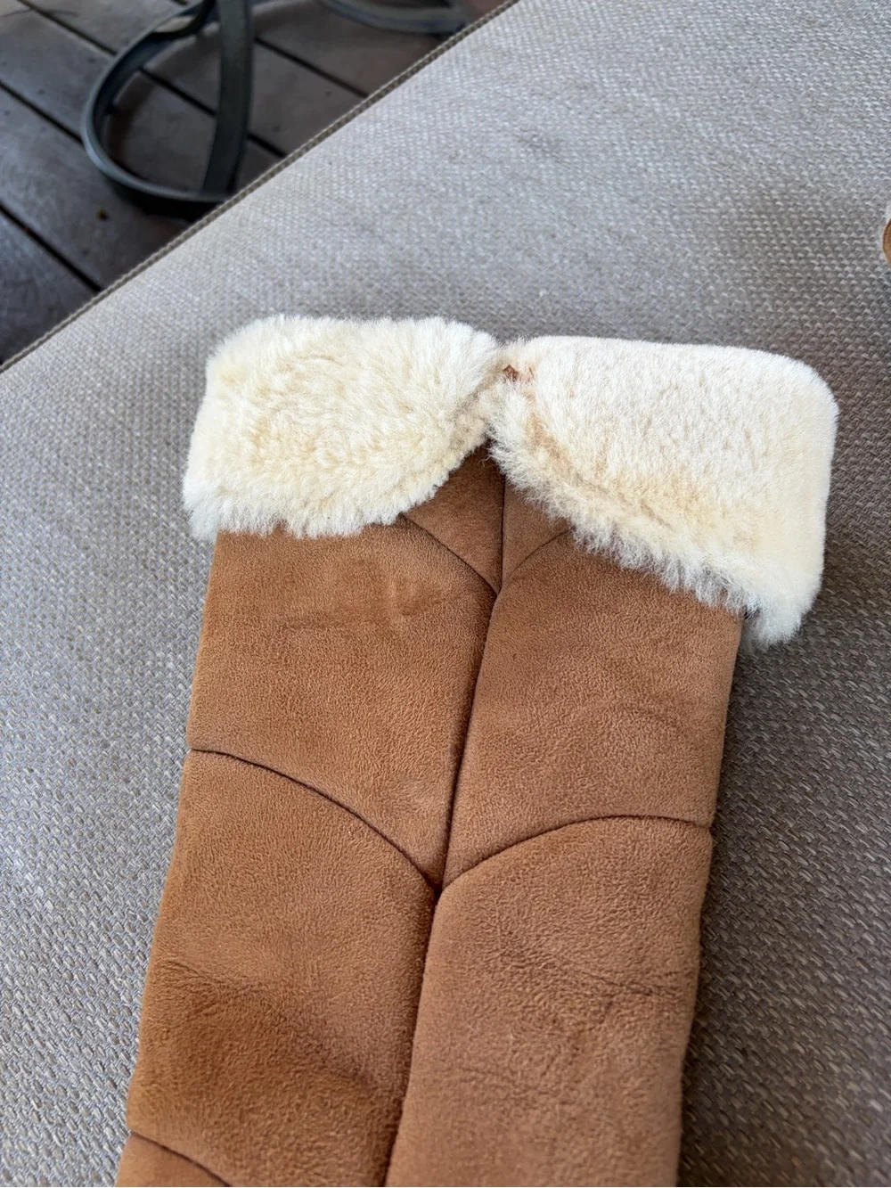 UGG Chestnut Tall Suede Shearling-Trim Boots- so good, size 7.5